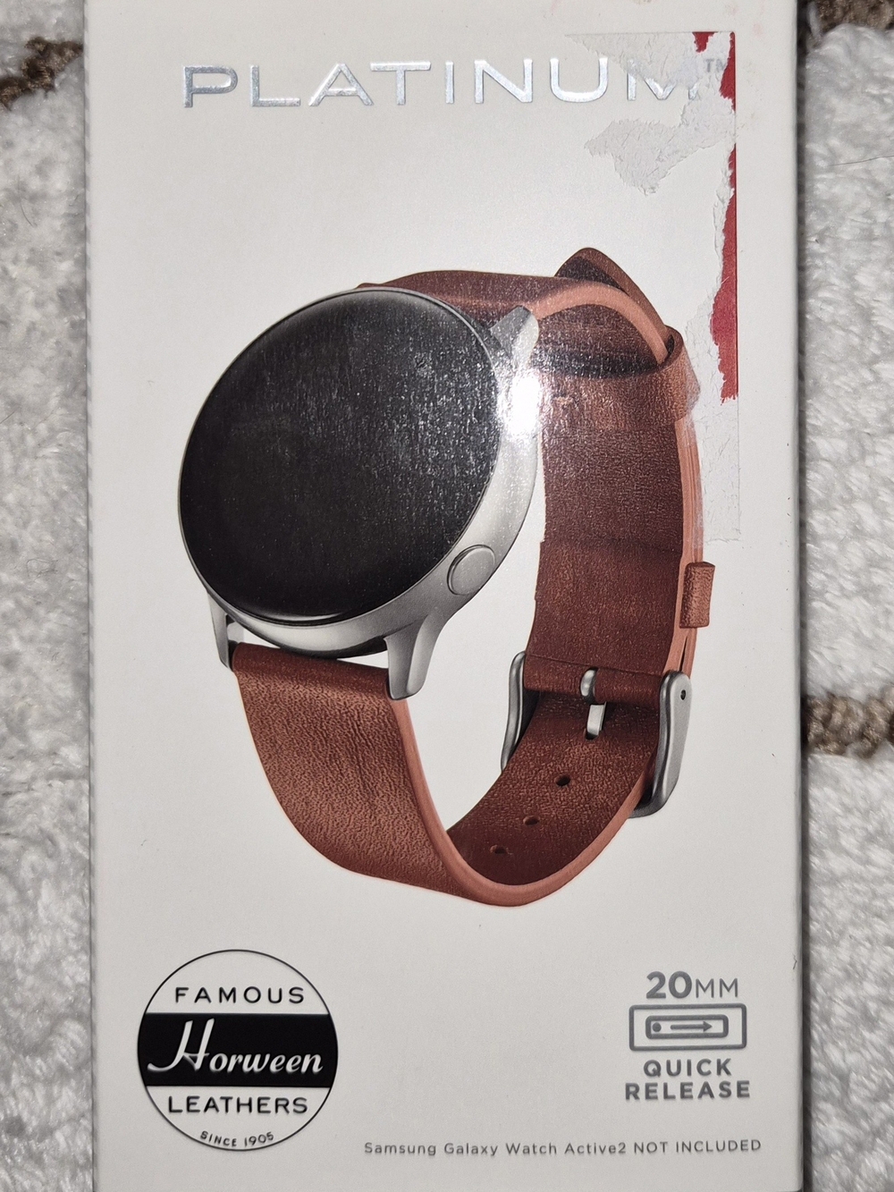20mm Brown Leather Watch Band - Compatible with Samsung Galaxy